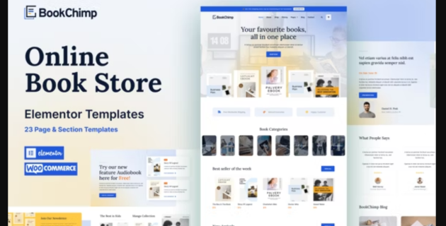 BookChimp Online Book Store Website Elementor Template Kit